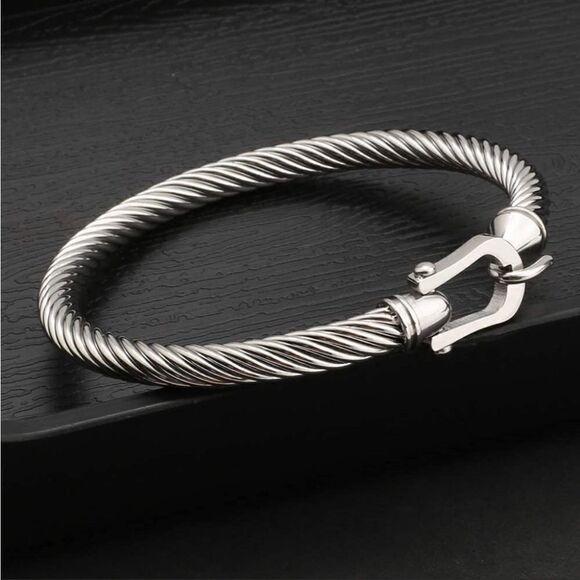New Silver Bracelets for Women Cable Bangle - Picture 1 of 5